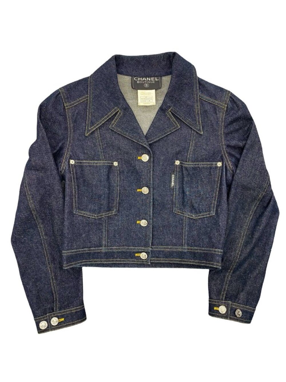 Chanel Vintage Cotton Denim Jacket 38 Blue